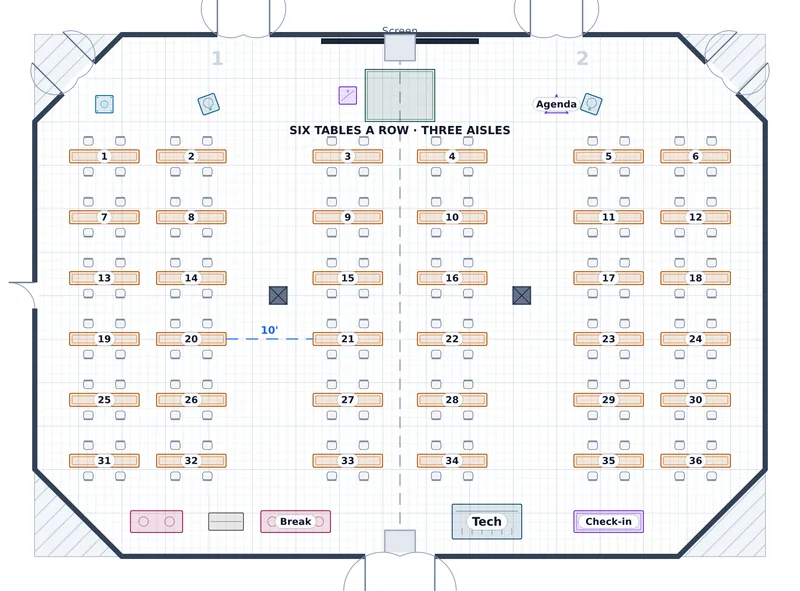 Certification Training — Carrick Junior Ballroom — a to-scale floor plan of Carrick Junior Ballroom at The Carrick Hotel & Convention Center, 144 classroom