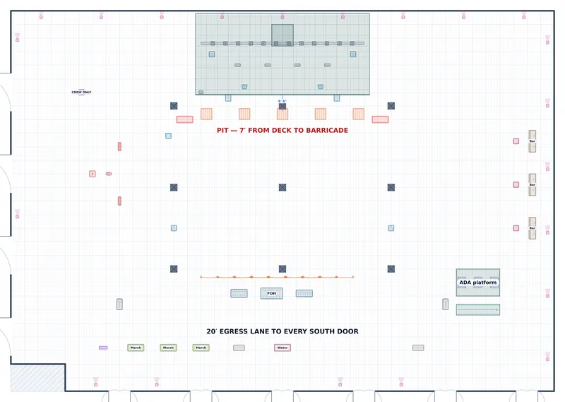 GA Concert — Exhibit Hall A — a to-scale floor plan of Exhibit Hall A at Halcyon Exhibition Hall, 2,400 standing