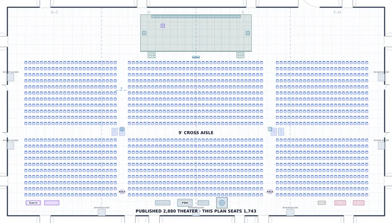 General Session — Lone Star Ballroom — a to-scale floor plan of Lone Star Ballroom at JW Marriott Austin, 1,743 theater