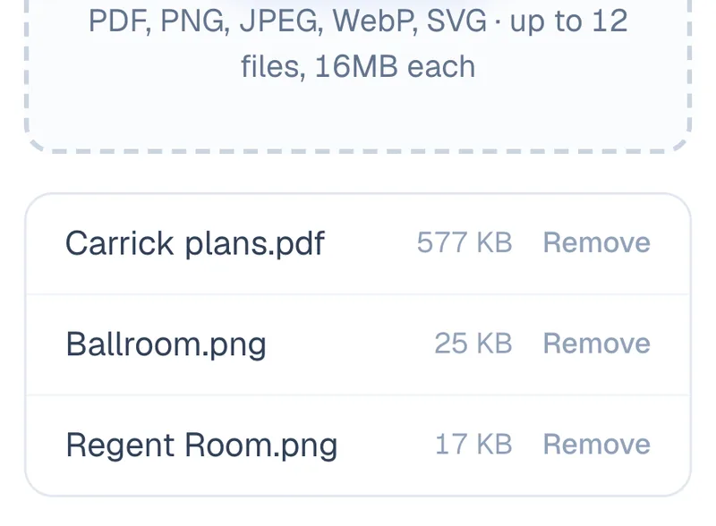 The intake form with three files attached