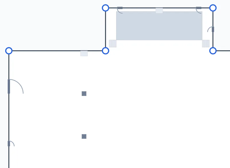 A ballroom's perimeter traced in the Floor plan DNA editor